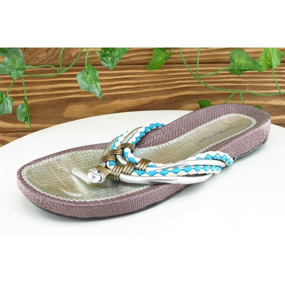 Christopher & Banks Sz‎ 9 M Blue Flip Flop Synthetic Women Sandals - Picture 1 of 7